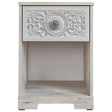 Nate 22 Inch Classic Nightstand, 1 Compartment, 1 Drawer, Antique White