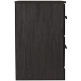 Wren 24 Inch Modern Rustic Wood Nightstand, 2 Drawers, Oak Grain, Black