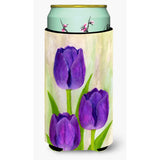 Caroline'S Treasures Purple Tulips By Maureen Benfield Tall Boy Koozie Hugger, Multicolor