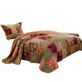 Kamet 2 Piece Fabric Twin Size Quilt Set With Floral Prints, Multicolor