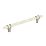 Carrione 6-5/16 In (160 Mm) Center-To-Center Marble White/Satin Nickel Cabinet Pull