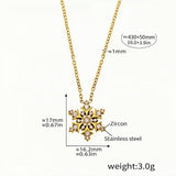 Snowflake Zircon Pendant Necklace 18K Gold-Plated Stainless Steel, Sparkling Winter-Inspired Jewelry 16.0''+1.9'' Chain, 3g