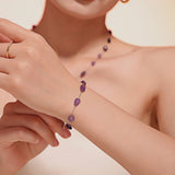 Minimalist Amethyst Natural Stone Bracelet with Stainless Steel Chain