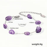 Minimalist Amethyst Natural Stone Bracelet with Stainless Steel Chain
