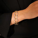 Elegant Gold-Tone Stainless Steel Chain Bracelet with Rhinestone Accents Adjustable Length