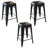 Loft Black 24 in. Metal Bar Stool 3 Piece