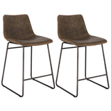AmeriHome Classic Faux Leather 24 inch Counter Height Chair Set Coffee