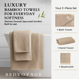 Bamboo Cotton Towel Set - Viscose from Bamboo + Cotton - 3pc - Champagne