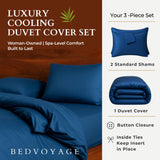 Bamboo Duvet Cover Set - 100% Viscose from Bamboo - 3pc - Indigo