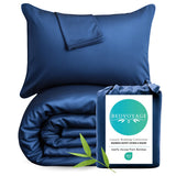 Bamboo Duvet Cover Set - 100% Viscose from Bamboo - 3pc - Indigo