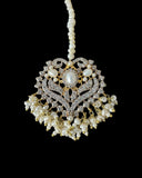 BR464 RAABYA fresh water pearl bridal choker Rani haar set with earrings tika ( READY TO SHIP )