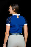 Short Sleeve Lace shirt- Navy crystal front