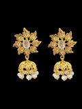 DER808 Karanphool jhumka in fresh water pearls ( READY TO SHIP )