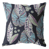 Tropics Double Sided Suede Pillow, Zippered, Light Blue And Purple