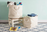 Dii Polyester Bin Dots Gold Rectangle Large
