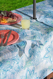 Dii Blue Watercolor Paisley Print Outdoor Tablecloth With Zipper 60 Round