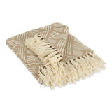Dii Basketweave Woven Throw, 50X60 With 3 Fringe, Stone, 1 Piece