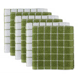 Dii Antique Green Combo Windowpane Dishcloth Set Of 6