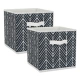 Dii Nonwoven Polyester Cube Herringbone Black Square 11X11X11 Set Of 2