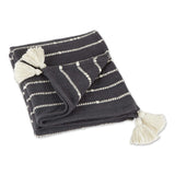 Dii Mineral Gray And Off White Slub Stripe Throw