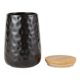 Dii Black Matte Dimple Texture Ceramic Canister (Set Of 2)