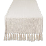 Off-White Chevron Handloom Table Runner 15X72