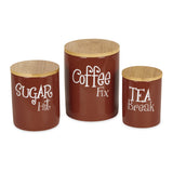 Cinnamon Coffee/Sugar/Tea Ceramic Canister Set/3