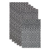 Black Abstract Leaf Print Fridge Liner Set/6