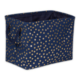 Polyester Bin Dots Gold / Nautical Blue Rectangle Medium 16X10X12