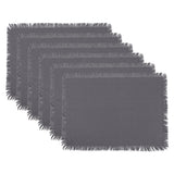 Dii Solid Gray Heavyweight Fringed Placemat (Set Of 6)