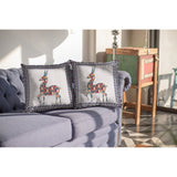 Standing Deer Broadcloth Indoor Outdoor Zippered Pillow Red And Blue On White