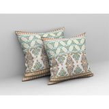 Nandini Flowers Broadcloth Indoor Outdoor Pillow, Zippered, Whiteblue
