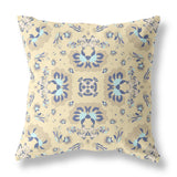 Divine Flowers Broadcloth Indoor Outdoor Blown And Closed Pillow In Yellow