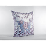 Palace Elephant Broadcloth Indoor Outdoor Zippered Pillow Blue On Purple