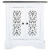 Sunset Trading Cottage Solid Wood Accent Cabinet | Two Doors With Storage | Distressed White/Driftwood Brown | Fully Assembled D