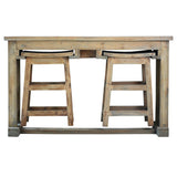 Sunset Trading Cottage 60 Rectangular Narrow Counter Height 3 Piece Dining Table Set With Backless Barstools | Sofa Console Wi