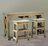 Sunset Trading Cottage 60 Rectangular Narrow Counter Height 3 Piece Dining Table Set With Backless Barstools | Sofa Console Wi