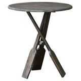 Sunset Trading Cottage Round Boat Oar Accent Table | Distressed Brown And Blue