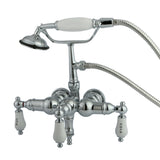 Kingston Brass CC22T1 Vintage 33/8Inch Wall Mount Tub Faucet with Hand Shower, Polished Chrome