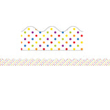 Super Power Rainbow Dots Scalloped Borders, 39 Feet