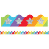 Sparkle + Shine Glitter Stars on Rainbow Scalloped Border, 39