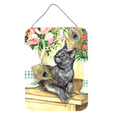 Caroline'S Treasures Cat And Peacock Feathers Wall Or Door Hanging Prints Cdco0035Ds1216, 16Hx12W, Multicolor