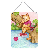 Caroline'S Treasures Valentine Cat Fishing For Love Wall Or Door Hanging Prints Cdco0320Ds1216, 16H X 12W, Multicolor,