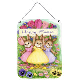 Caroline'S Treasures Three Bunnies Happy Easter Wall Or Door Hanging Prints Cdco0331Ds1216, 16H X 12W, Multicolor