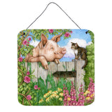Caroline'S Treasures Pig At The Gate With The Cat Wall Or Door Hanging Prints Cdco0349Ds66, 6Hx6W, Multicolor