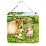 Caroline'S Treasures Pigs And Cow Good Friends Wall Or Door Hanging Prints Cdco0360Ds66, 6Hx6W, Multicolor