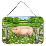 Caroline'S Treasures Pig In Dasies By Debbie Cook Wall Or Door Hanging Prints Cdco0374Ds812, 8Hx12W