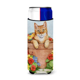 Caroline'S Treasures Cdco0395Muk Ginger Cat In Pot By Debbie Cook Ultra Beverage Insulators For Slim Cans, Multicolor,