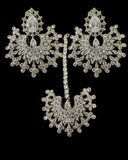 DJET95 Subhana silver plated chandbali earrings tika set ( READY TO SHIP )