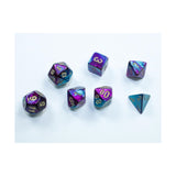 Purple And Teal Gemini Mini Dice With Gold Colored Numbers 10Mm (3/8In) Set Of 7 Chessex